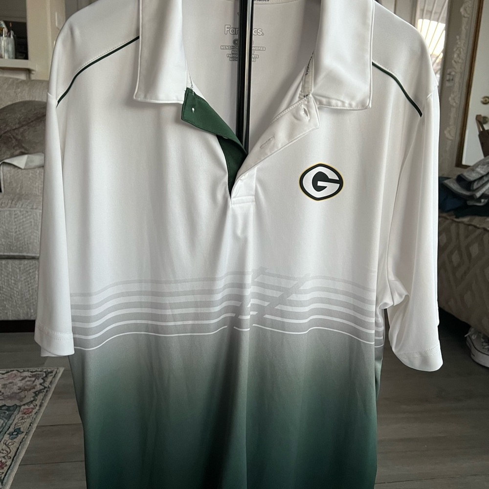 Greenbay Packers Men's White and Green Polo Shirt